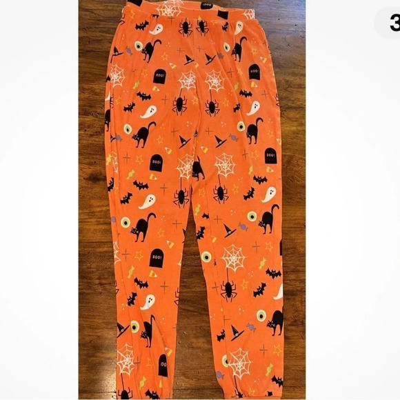 Hyde & Eek! NIP two-piece Halloween sleep pajama set orange Halloween print sz L - Picture 8 of 8
